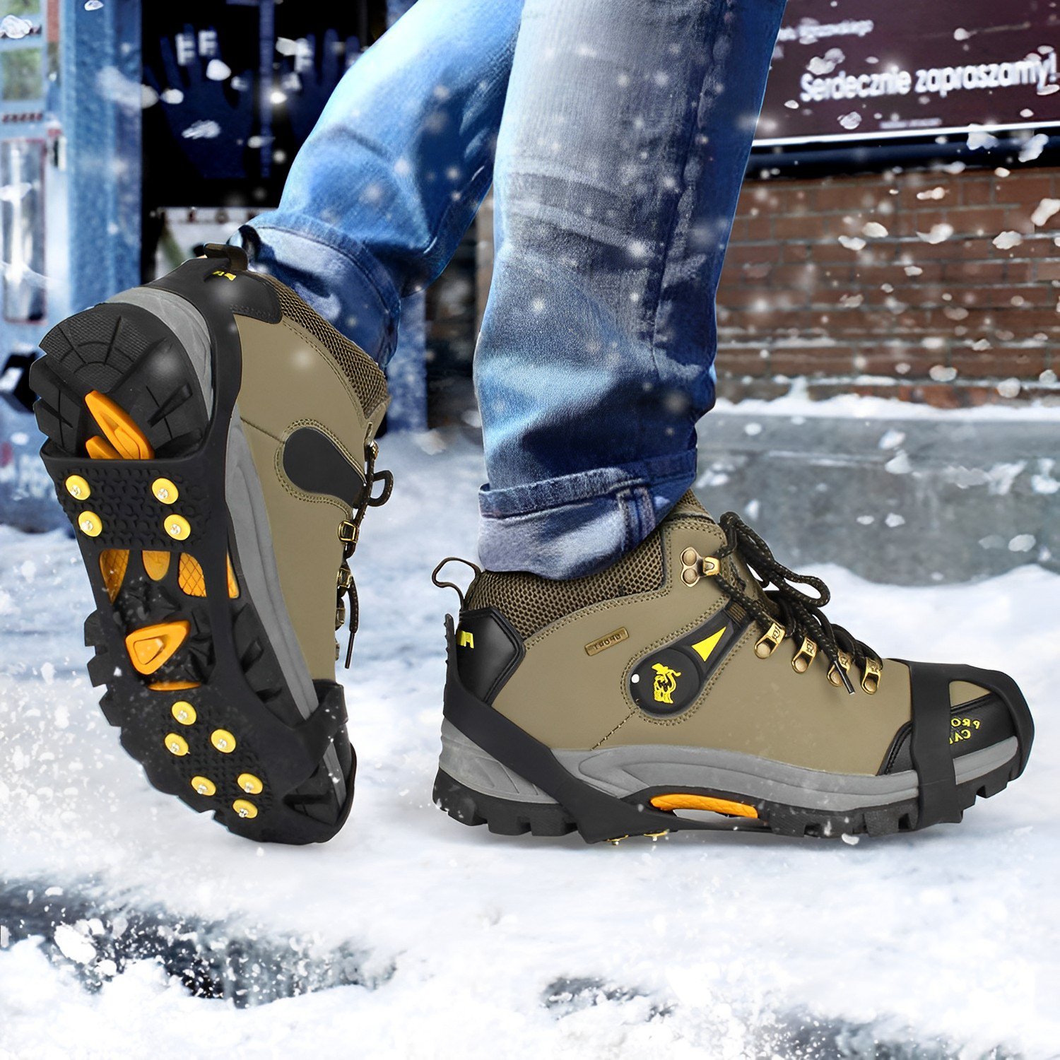 Universal Non-Slip Gripper Spikes, ice cleats for shoes & boots Best snow traction grips - Image 3