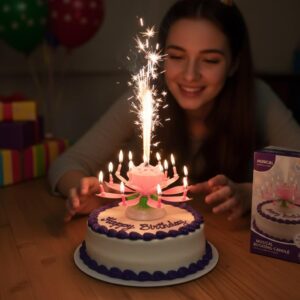 Birthday Musical Flower Rotating Candle That Opens | Blooming Lotus Spinning Singing Happy Birthday