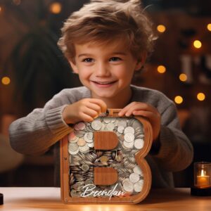 Piggy Bank Wood Gift For Kids Personalized Wooden Letter Piggy Bank