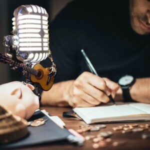Vintage Metal Microphone Robot Desk Lamp