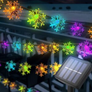 solar outdoor snowflake lights Christmas decorations solar powered snowflakes