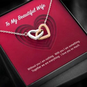 To My Beautiful Wife Interlocking Hearts Necklace