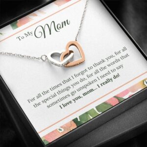 I Love You Mom I Really Do Interlocking Hearts Necklace
