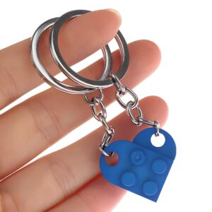2Pcs Cute Love Heart Brick Keychain Set for Couples