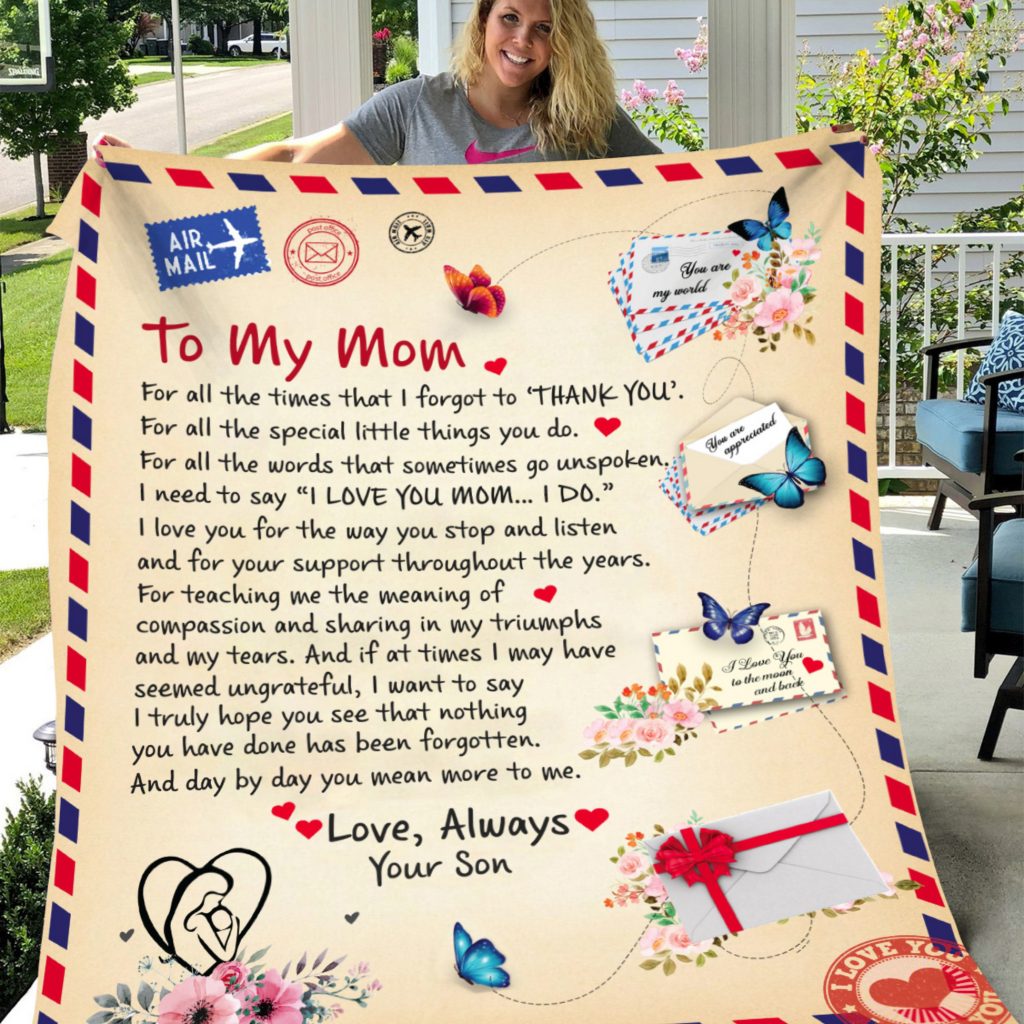 Mom Giant Post Card Blanket From Son USAMERICA SHOP