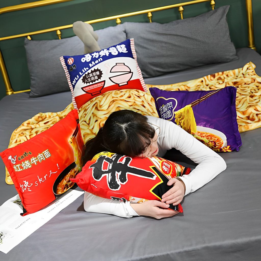 3D Print Ramen Noodle Pillow with Blanket USAMERICA SHOP