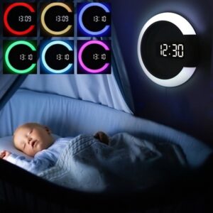 LED Wall Clock Digital Night Light