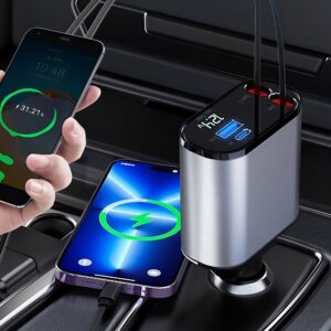 Fast Charge Retractable Car Charger (Fits all vehicles and all phones)