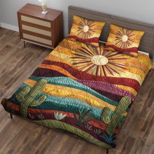 Cactus Sunset 3-Piece Quilted Bedding Set