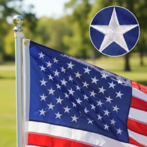 Embroidered USA Flag – Heavy Duty Waterproof Nylon Outdoor American Flag with Sewn Stripes