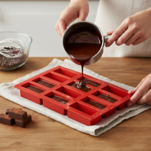 12-Cavity Rectangle Silicone Candy Molds – Baking Energy Bars, Chocolate Bar Mold, Protein Bars, Cornbread Pudding, Butter Mould