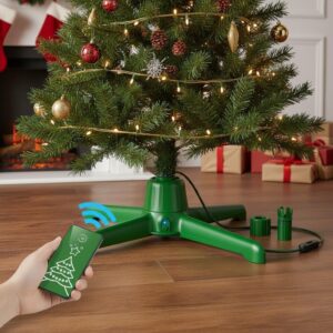 Rotating Christmas Tree Stand – Heavy-Duty 360° Spinning Base, Adjustable Height up to 7.5ft, Stable Tree Holder for 0.8-1.5" Poles, Compatible with Artificial Trees