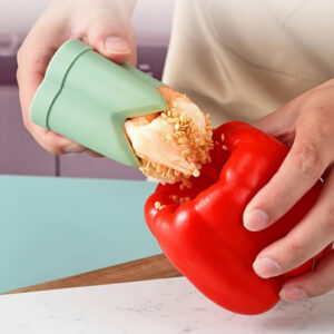 2-in-1 Portable Kitchen Pepper Corer Tool – Seed Removing Utensil, Reusable Fruit Vegetable Coring Tool